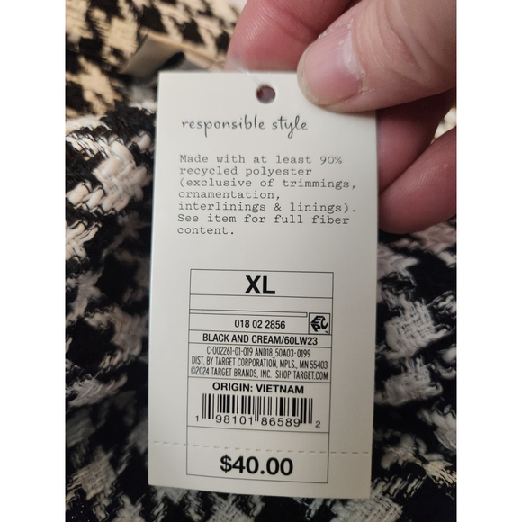 A NEW Day Long Sleeve Tweed Shacket Black with cream Houndstooth - Picture 6 of 8